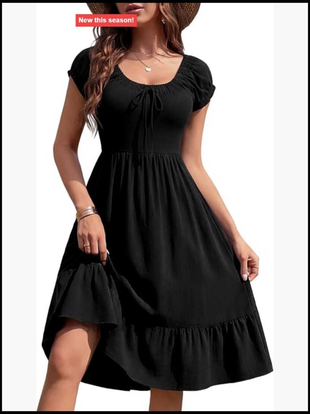 Cute Floral A-Line Midi Dress with Pockets Short Sleeve Summer Casual Cotton